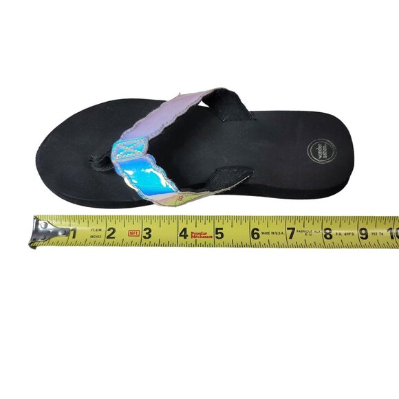 2/$15 Wonder Nation Girls Flip Flop Sandals Black Pastel Iridescent Scallop READ - Picture 12 of 13